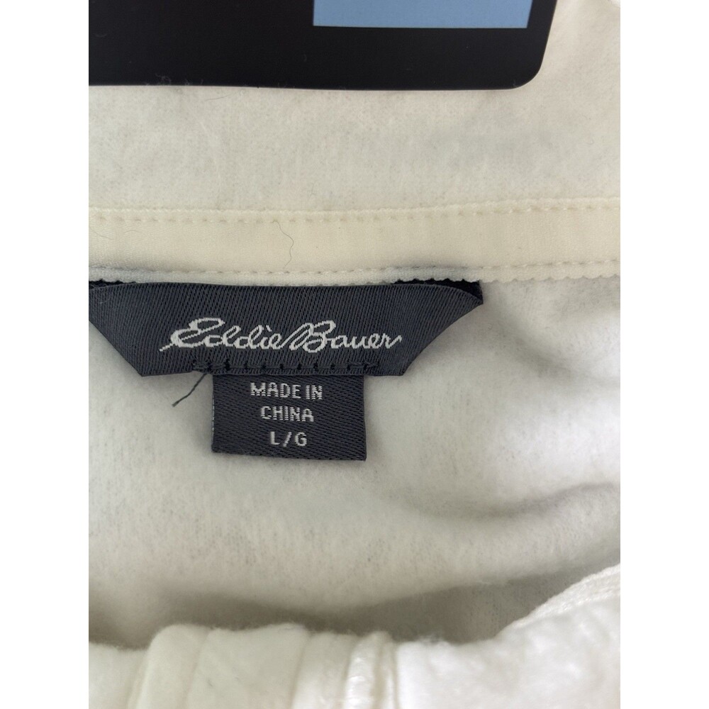 Eddie Bauer Women's Long Sleeve Polar Fleece Quarter Zip Pullover L Large Ivory - Picture 16 of 16